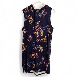 NWOT Material Girl  Blue Floral Sweatshirt Hoodie Dress Size XL